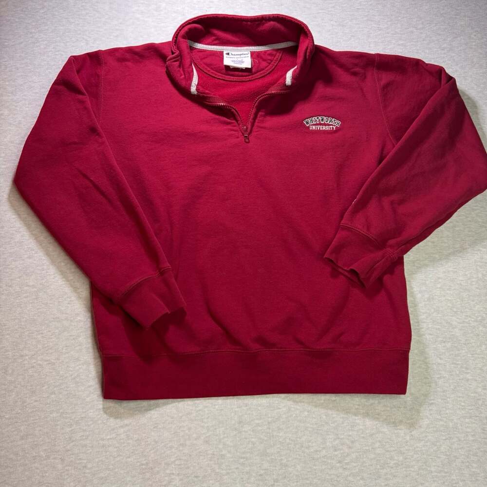 Champion Authentic Whitworth University Red Quarter Zip Pullover Size L
